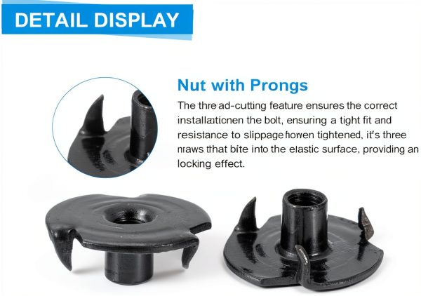 T-Nuts uxcell #8-32 Zinc-Plated Carbon Steel 3‑Pronged Tee Nuts 50pcs-2