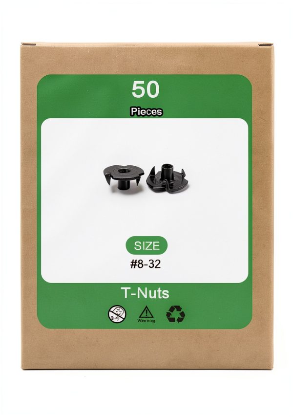 T-Nuts uxcell #8-32 Zinc-Plated Carbon Steel 3‑Pronged Tee Nuts 50pcs-6