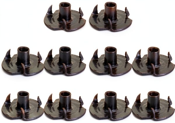 T-Nuts uxcell #8-32 Zinc-Plated Carbon Steel 3‑Pronged Tee Nuts 50pcs-0