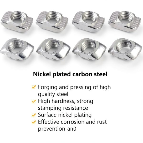 Hotop 150 Pieces 2020 Series T Slot Nuts, Hammer Head Fastener -Plated Carbon Steel Sliding M5 T Nuts for Aluminum Profile-2