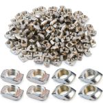 Hotop 150 Pieces 2020 Series T Slot Nuts, Hammer Head Fastener -Plated Carbon Steel Sliding M5 T Nuts for Aluminum Profile-0