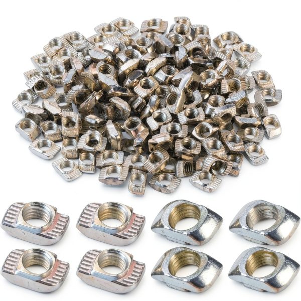 Hotop 150 Pieces 2020 Series T Slot Nuts, Hammer Head Fastener -Plated Carbon Steel Sliding M5 T Nuts for Aluminum Profile-0