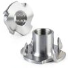1/4"-20 T-Nuts 304 Stainless Steel, 4-Pronged Tee Nut for Wood, Rock Climbing Holds, Furniture, 25 PCS-0