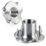 1/4"-20 T-Nuts 304 Stainless Steel, 4-Pronged Tee Nut for Wood, Rock Climbing Holds, Furniture, 25 PCS-0