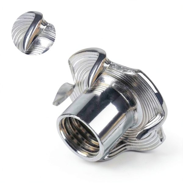 1/4"-20 T-Nuts 304 Stainless Steel, 4-Pronged Tee Nut for Wood, Rock Climbing Holds, Furniture, 25 PCS-3