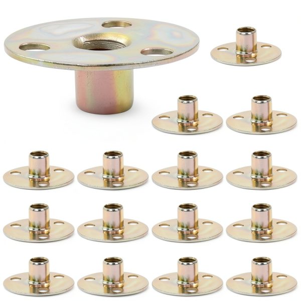 Brad Hole T Nut Rierdge 16pcs 1/4"-20 Carbon Steel Round Base-0