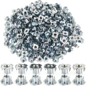 300 Pcs T-Nuts 3/8"-16 Zinc-Plated Steel 7/16" Barrel Otoolling-0